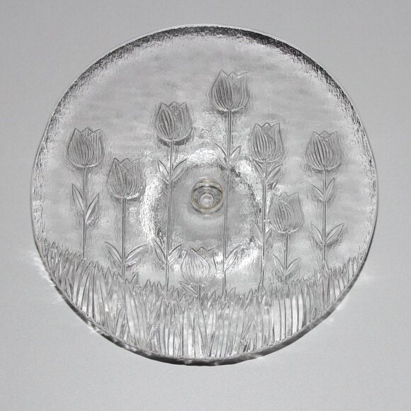 Vintage Cake Stand | Field of Tulips | Glass Cake Plate | Pastry Dessert Stand - Picture 1 of 4